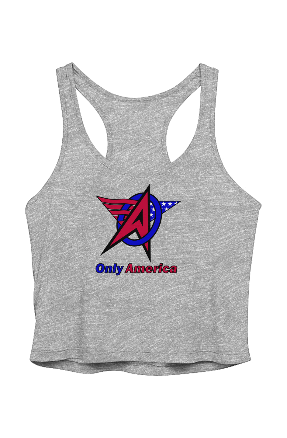 Full Logo - US Blanks Ladies' Sheer Cropped Racer Tank