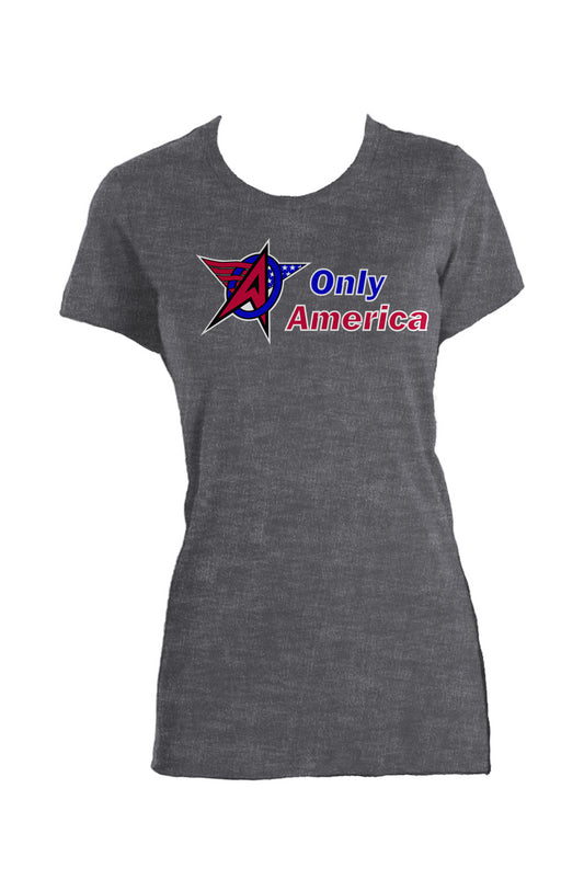 Stacked Logo - Ladies Made in USA Crew T-Shirt
