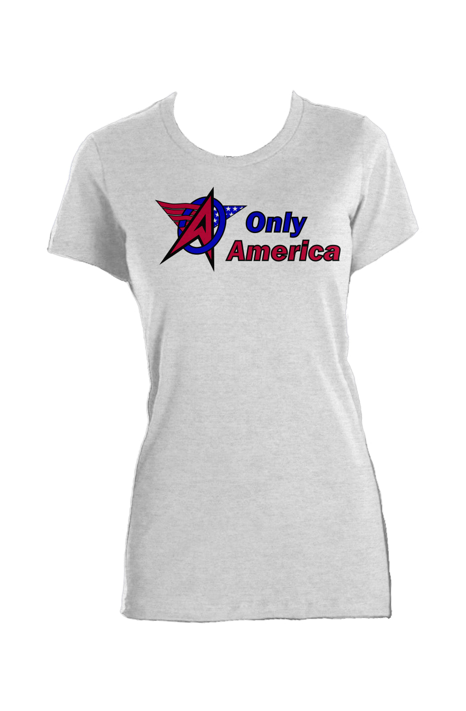 Stacked Logo - Ladies Made in USA Crew T-Shirt