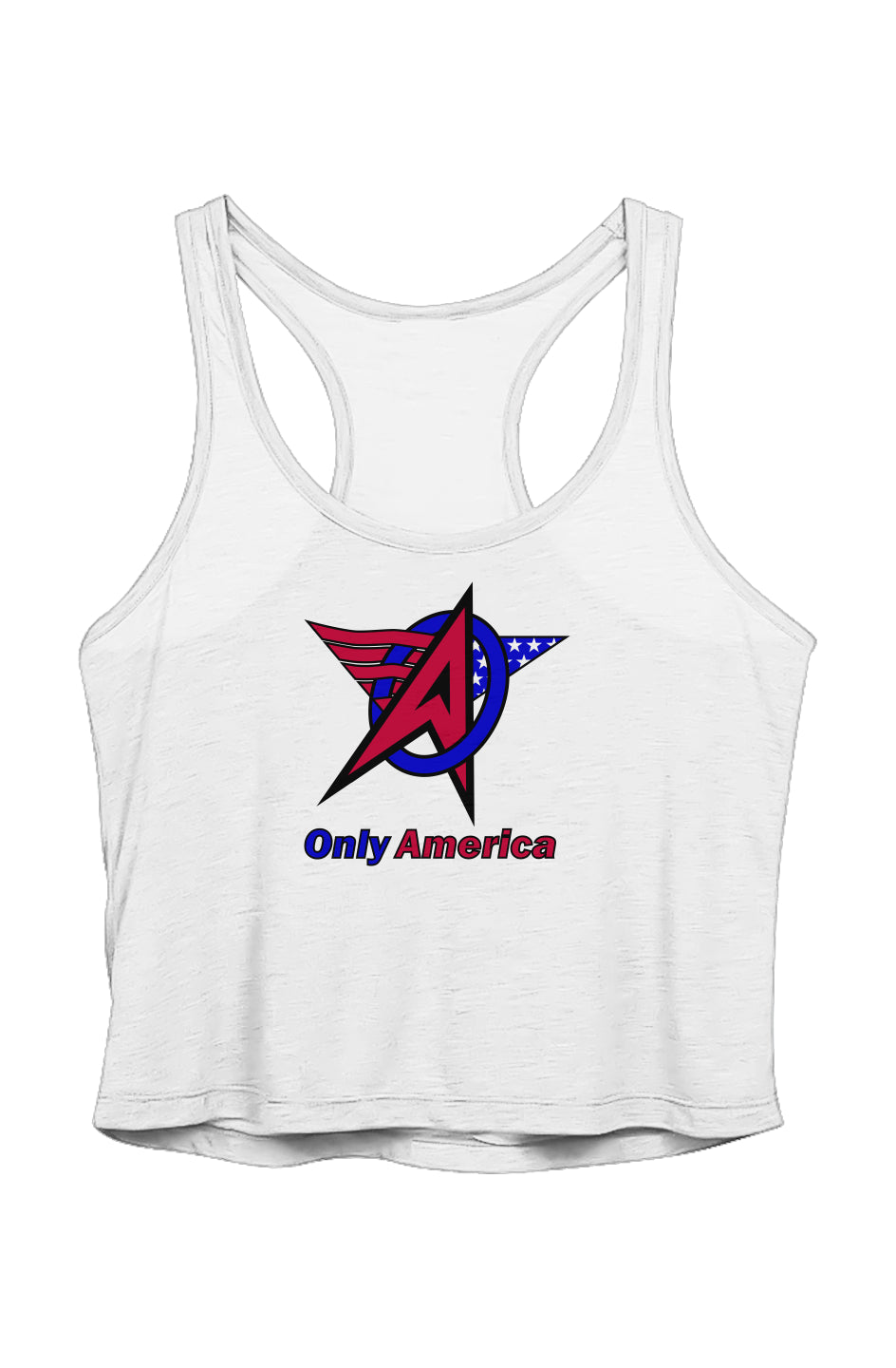 Full Logo - US Blanks Ladies' Sheer Cropped Racer Tank