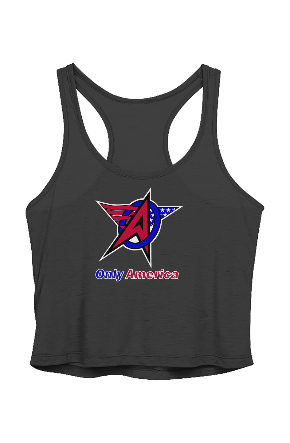 Full Logo - US Blanks Ladies' Sheer Cropped Racer Tank