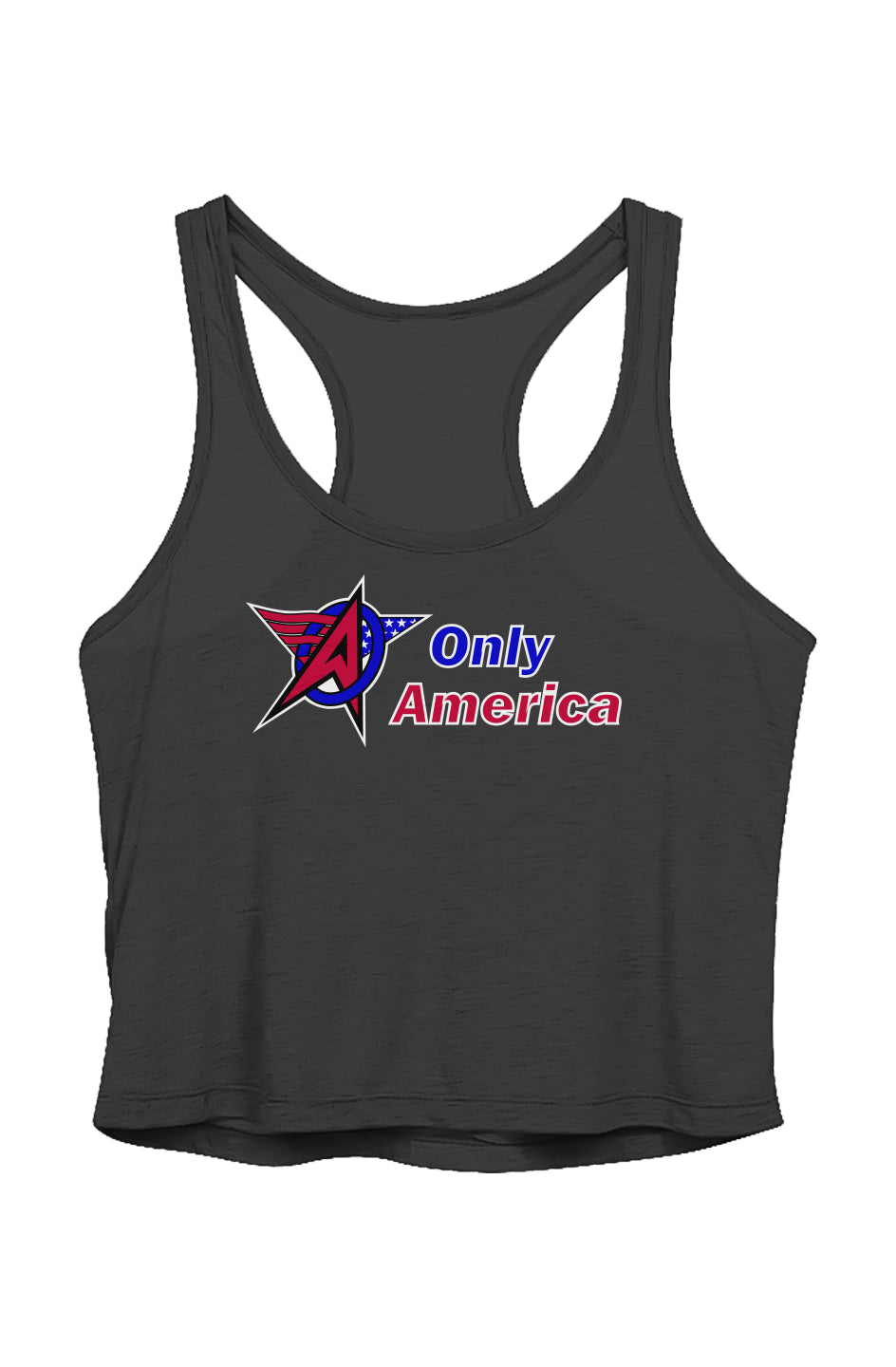 Stacked Logo - US Blanks Ladies' Sheer Cropped Racer Tank