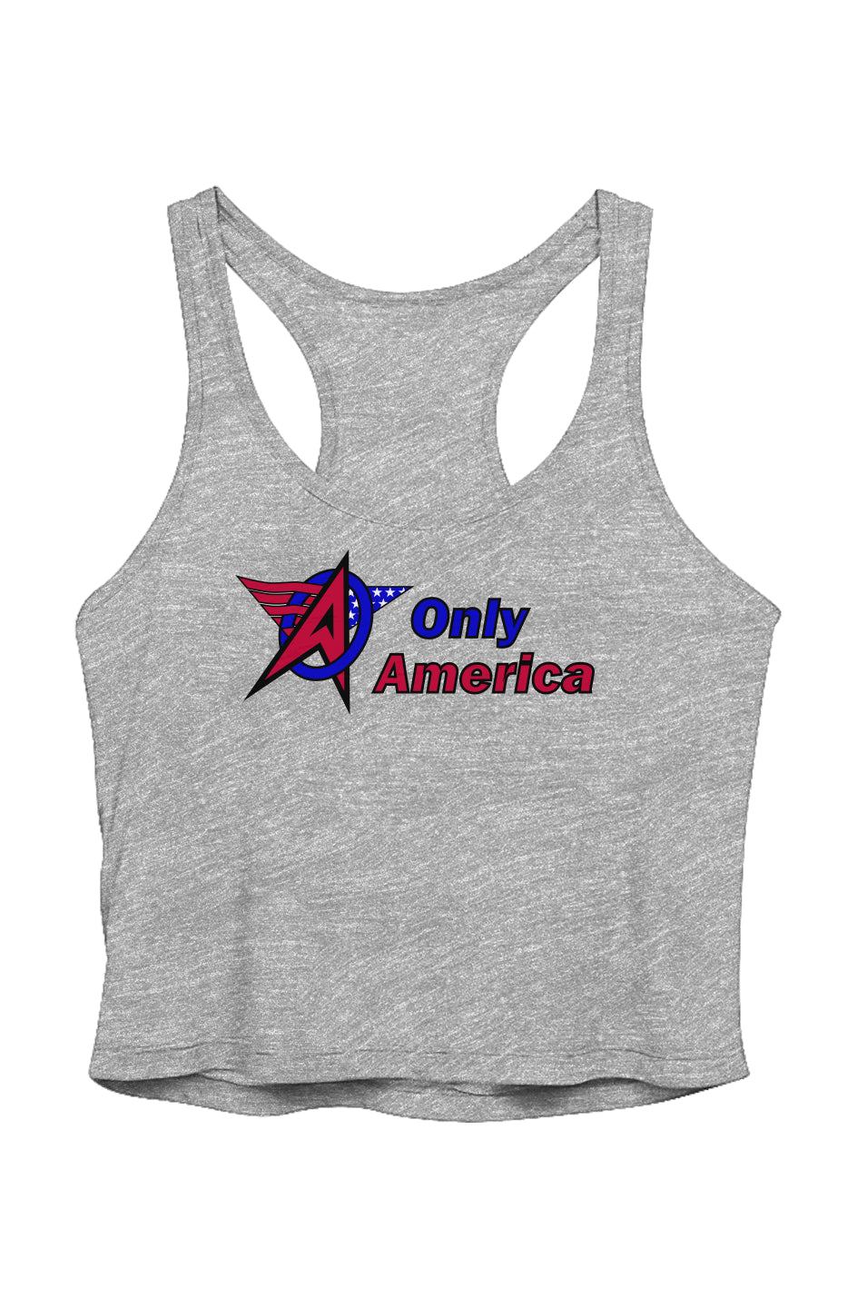 Stacked Logo - US Blanks Ladies' Sheer Cropped Racer Tank